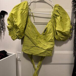 Puff Sleeves Cross Back Top & Ruffle Layer Midi Skort (Brand New w/ Tags)